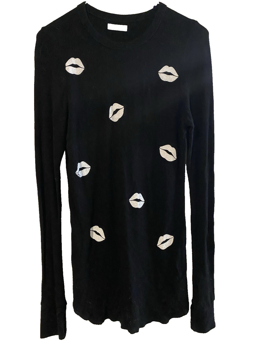 Lauren Moshi McKinley Scattered Lips Top Womens Size Large Goth Punk Whimsigoth